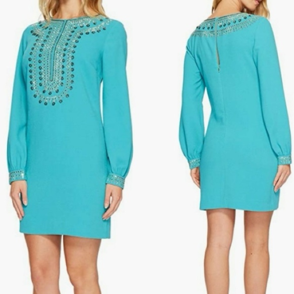 Trina Turk Turquoise Long Sleeve Dress
